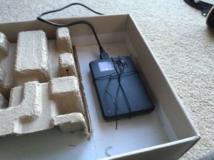 Wire and hot glue keeps components on place
