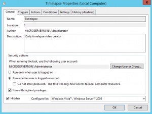 Timelapse Scheduled Task